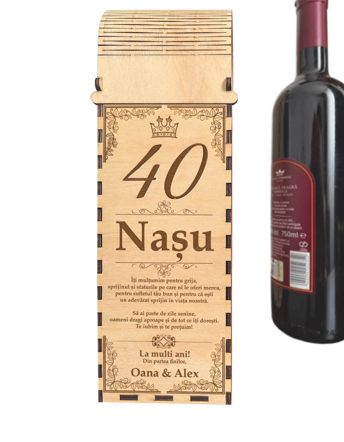 Cadou Nas Zi de Nastere: Cutie Vin Personalizata cu Mesaj