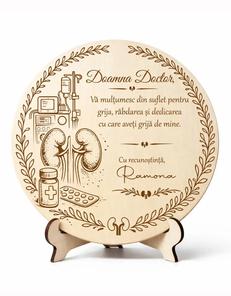 Cadou Medic Dializa, Placheta Personalizata cu Mesaj de Multumire