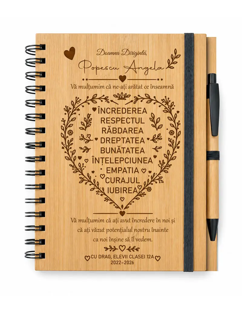 Cadou Dirigintă Absolvire Clasa a 12-a – Agendă Personalizată cu Mesaj
